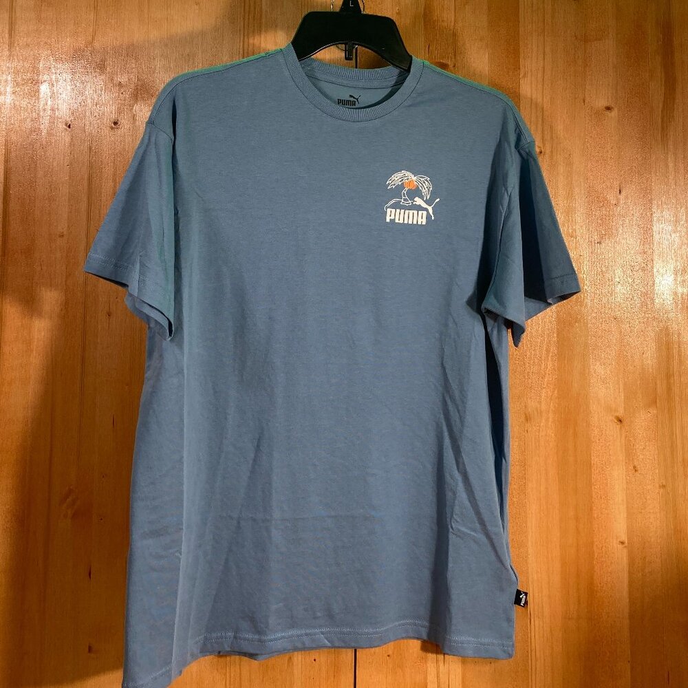 NEW! PUMA MID 90S XL Extra Large Boys Graphic Print T-Shirt Tee Shirt Blue